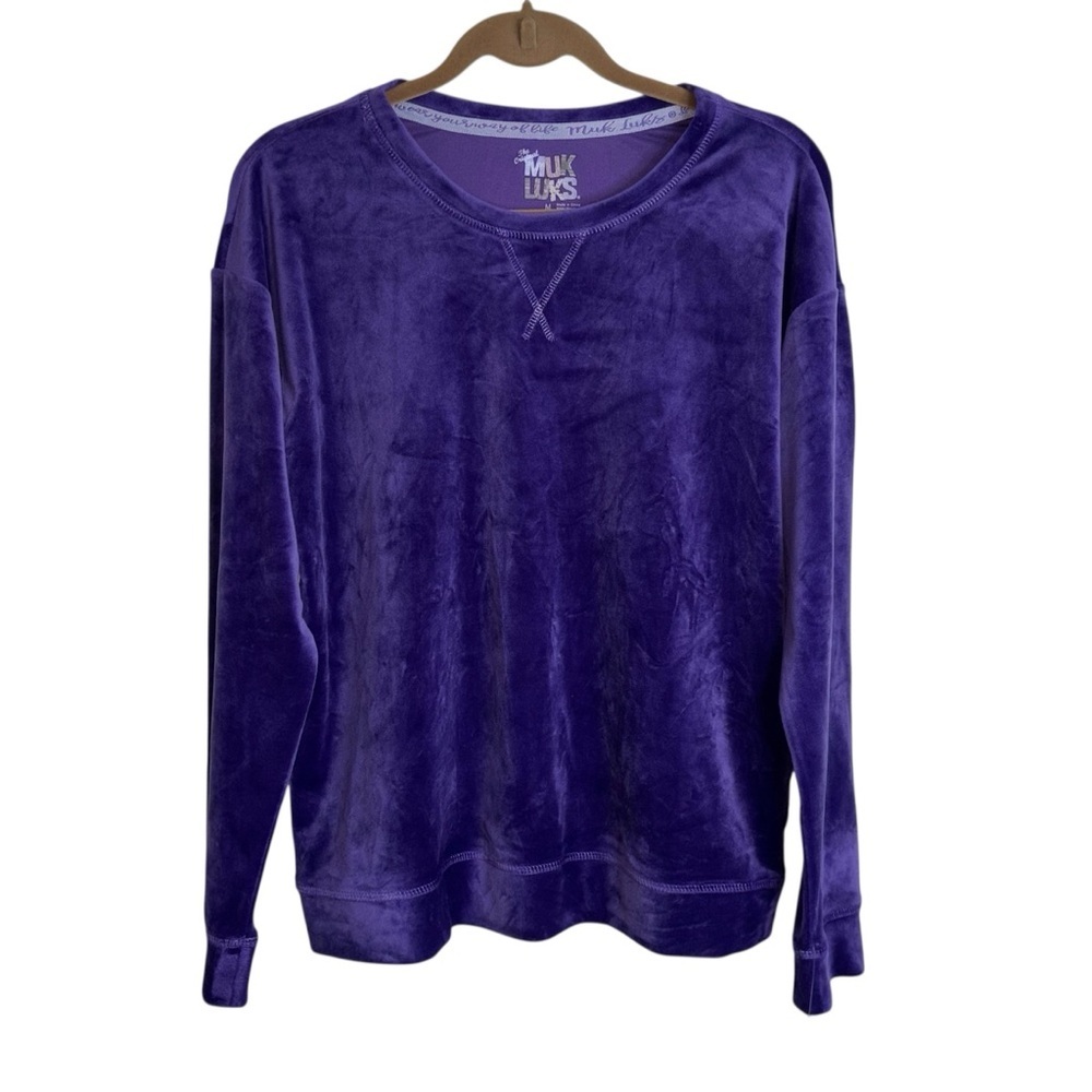 Muk Luks Women's Velour Sweatshirt Sweater Purple Medium NWT